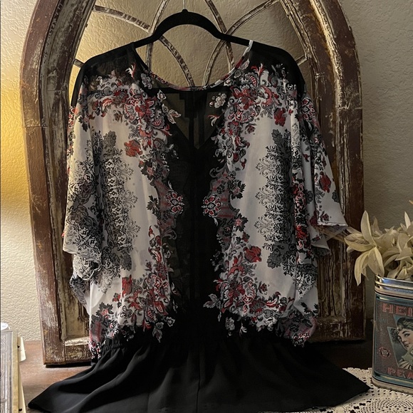 Lane Bryant Black and White Floral Blouse - Picture 4 of 9